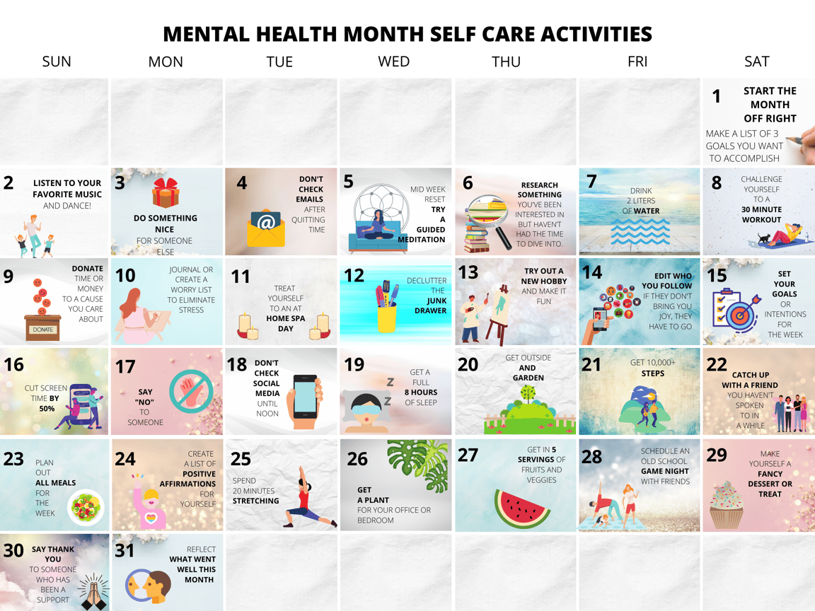 May Mental Health Calendar